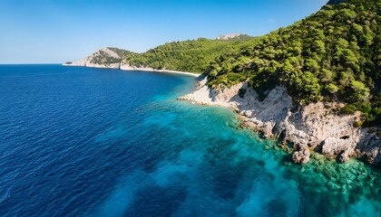 Stunning Seascape with Rugged Rock Formations and Crystal-Clear Waters