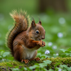 Fototapeta premium squirrel eating nut