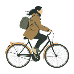 Obraz premium A woman riding a bicycle illustration transportation minimalist vector