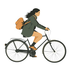 Obraz premium A woman riding a bicycle illustration female transportation vector