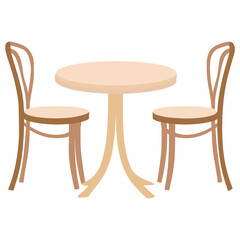 Cafe table and two chairs furniture round architecture vector