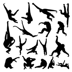 gibbon silhouette 17 pcs set vector
