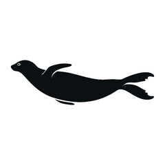 Obraz premium Seal swimming silhouette illustration animal black vector