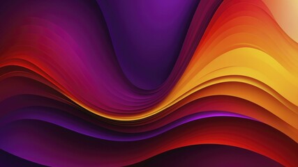 Abstract digital artwork of wavy, overlapping layers in vibrant purples, reds, and oranges with a glossy texture.
