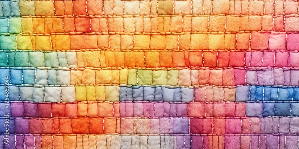 Poster a colorful quilt with a rainbow pattern