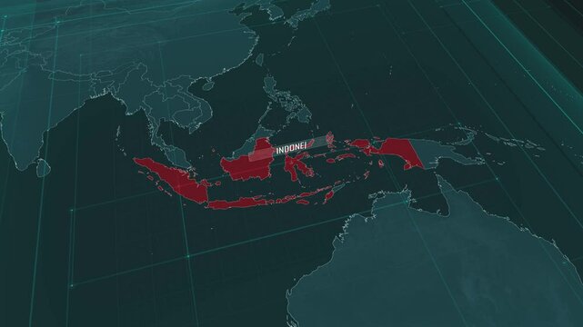 Zoom in to the map of Indonesia, with text and textless