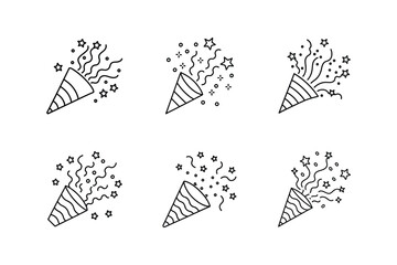 party confetti line art vector illustration
