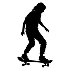Fototapeta premium Teenager play skateboard silhouette illustration skateboarding vector