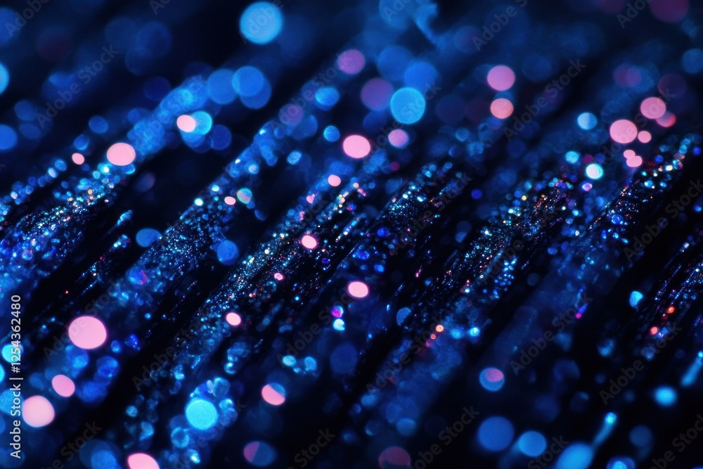 Aufkleber abstract close-up of shimmering blue and pink glitter particles creating a mesmerizing bokeh effect