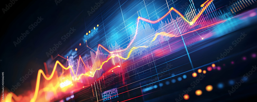 Poster vibrant financial data visualization with colorful graphs and digital elements (1)