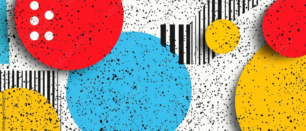 Poster vibrant abstract design with colorful shapes and patterns