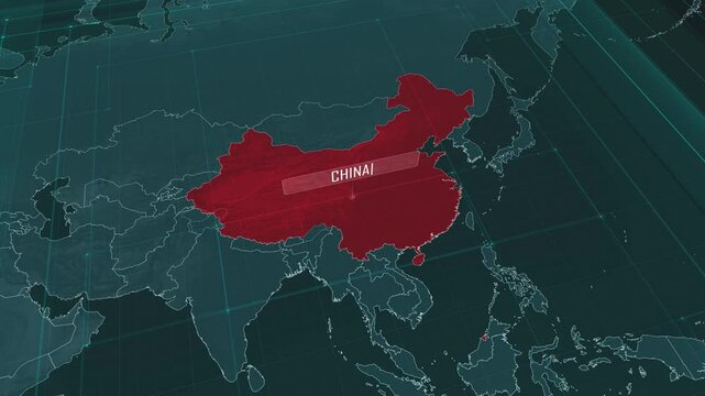 Zoom in to the map of China, with text and textless