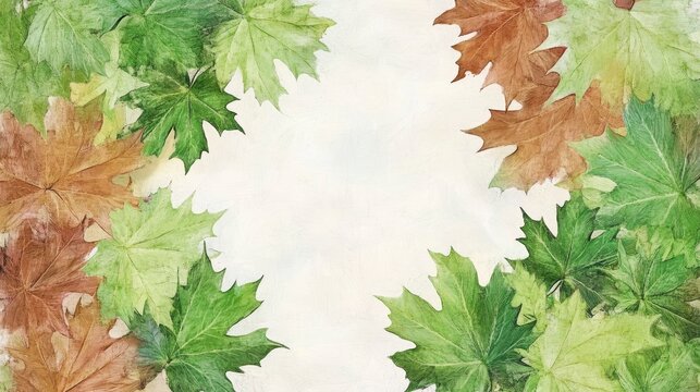 Fototapeta Autumn Leaves Frame on Light Background