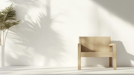 Modern Minimalist Interior With Wooden Chair