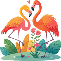 Obraz premium Flamingos Couple valentine’s day