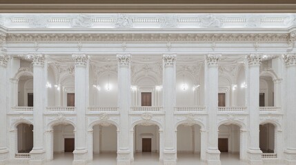 Fototapeta premium Grand Interior of Ornate Neoclassical Building with Majestic Columns and Intricate Architectural Details