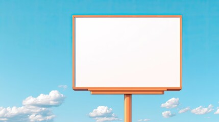 Blank billboard against a clear blue sky with fluffy clouds, ideal for advertising space