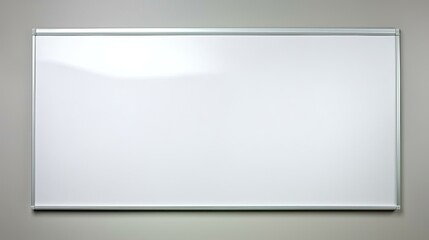 Blank whiteboard mounted on a wall, ideal for presentations or brainstorming sessions