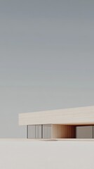 Fototapeta premium Minimalist Modern Architecture with Clean Lines and Neutral Tones Under a Clear Sky