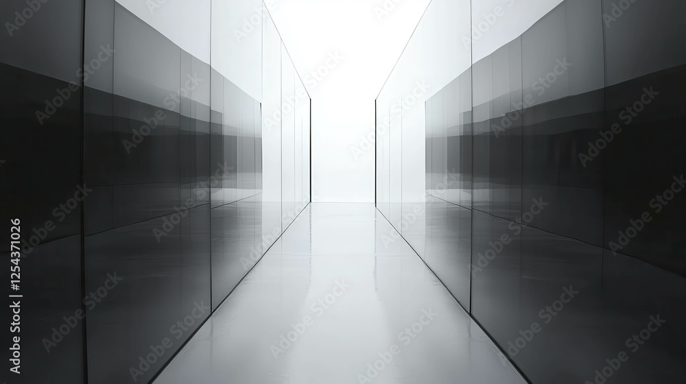 Poster abstract reflection of two mirrors facing each other in a modern space