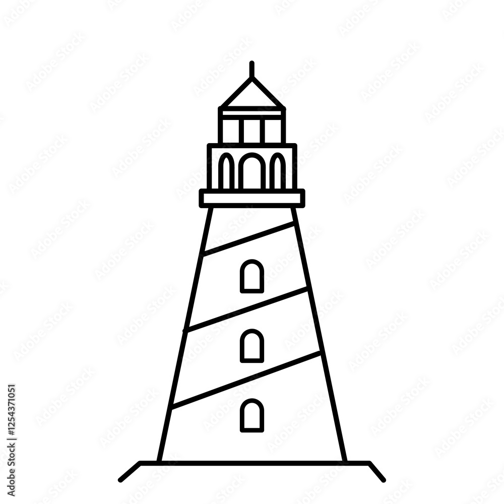 Poster building, lighthouse icon.vector simple linear illustration for web and app..eps