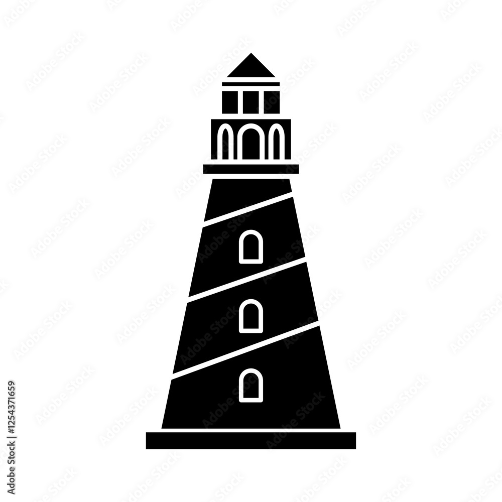 Poster building, lighthouse icon.vector flat black simple illustration for web and app..eps