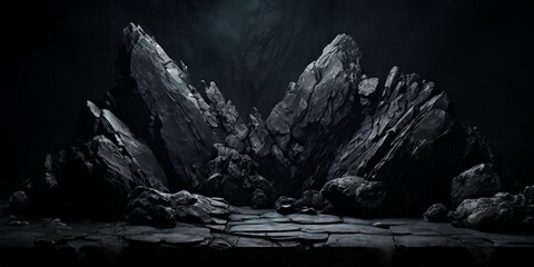 A large rock formation with a small rock in the foreground