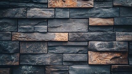 Dark gray brick wall with rough, textured surface subtle lighting, creating bold industrial aesthetic. The moody tones aged details add depth contrast, perfect for modern urban design projects.