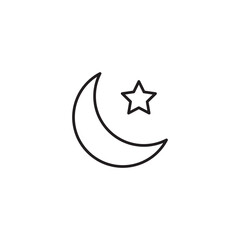Islamic crescent icon.vector flat black linear illustration for web and app..eps