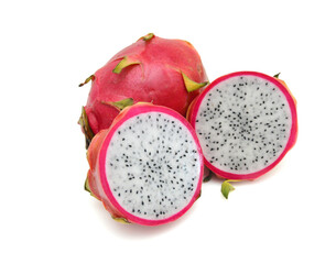 Dragon fruit or pitaya on white background