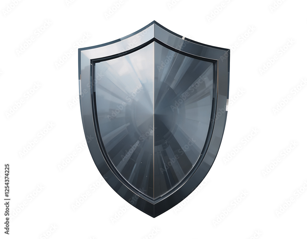 Poster isolated chrome shield symbolizing protection and security on transparent background. generative ai.