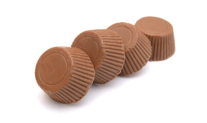 Chocolate candies isolated on white background