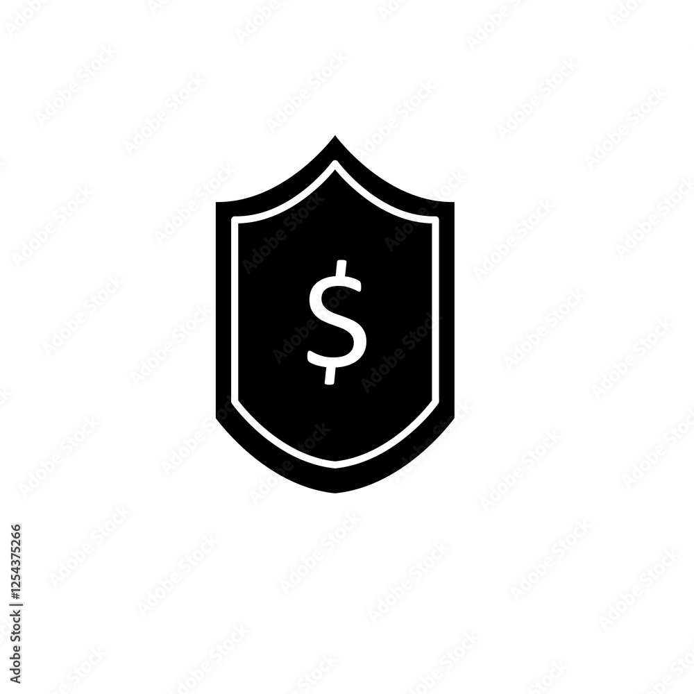 Poster shield icon. dollar sign. vector protectoin illustration for web and app..eps