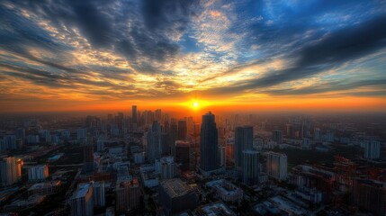 Fototapeta premium Colorful Sunset Over A Modern City