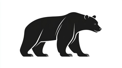 Obraz premium 83.A sleek black bear silhouette in vector style, isolated on a white background. The bear is captured in a simple, clean outline, making it perfect for use as a modern logo or icon. The minimalist