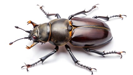 Stag Beetle Close-up on White Background