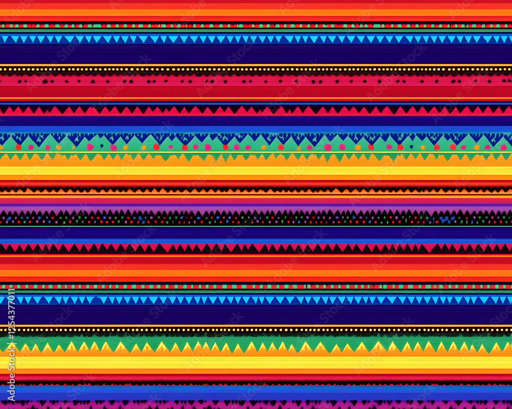 Aufkleber multicolored horizontal stripe pattern with geometric designs