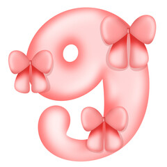 Pink bow with number 