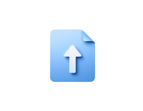 File Upload Icon on Blue Paper with White Arrow Upward