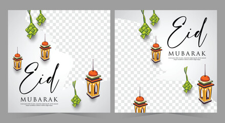 Fototapeta premium Islamic Eid al-Adha celebration design. Islamic social media post