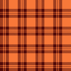 seamless pattern of orange plaid. Seamless vector pattern. Perfect for textile or print design. Vector illustration.