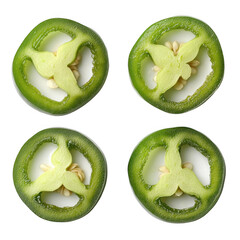 Fresh Green Jalapeno Pepper Slices Isolated on White Background for Cooking, Garnishing, and Culinary Uses, Healthy Organic Vegetable PNG