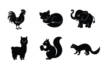 Animal silhouette vector illustration set 2.
