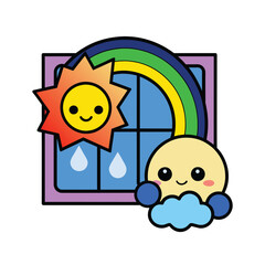 Cartoon style rainbow vector illustration