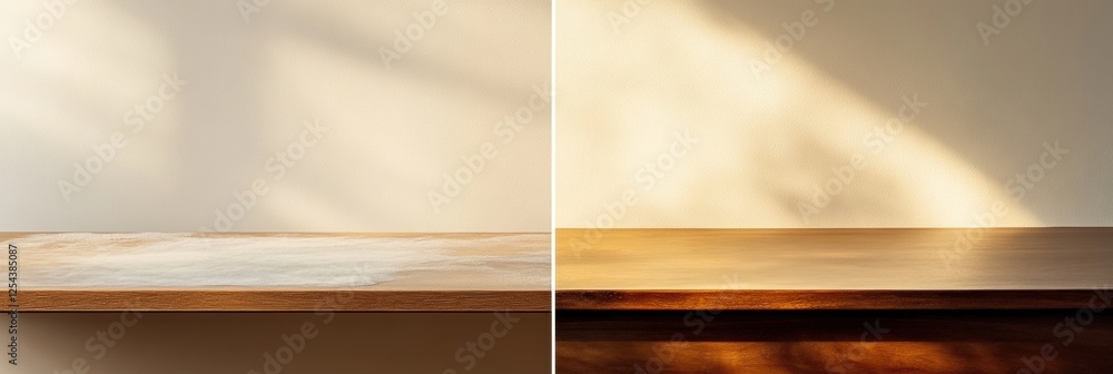 Poster dusty versus clean furniture surface comparison showcasing transformation and shine in a well lit ro