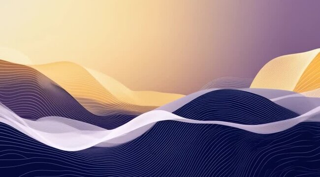 Abstract sunset landscape, flowing lines, calming background, website header