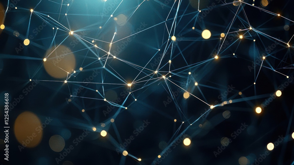 Poster abstract network design with glowing lines and dots