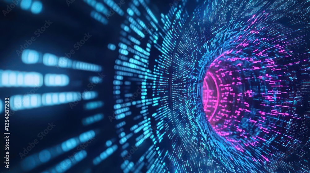 Poster abstract digital data stream tunnel