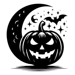 Halloween pumpkin icon black vector illustration white background