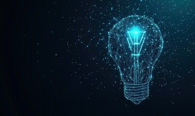 A Digital Lightbulb Represents Innovative Ideas and Thought